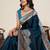 Teal color satin silk fabric woven zari designer sophsticated rich looks saree