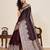 Wine color satin silk fabric woven zari designer sophsticated rich looks saree