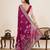 Burgundy color blended cotton fabric designer table printed saree