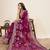 Burgundy color blended cotton fabric designer table printed saree
