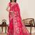 Pink color blended cotton fabric designer table printed saree