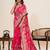Pink color blended cotton fabric designer table printed saree