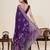 Violet color blended cotton fabric designer table printed saree