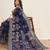 Blue color blended cotton fabric designer table printed saree