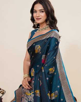 Rama two tone satin silk blend saree rich sophisticated looks 3