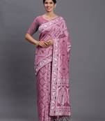 Purple color beautiful woven designer linen cotton saree