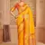 Yellow color heavy woven silk blended saree for ceremonial looks