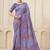 Purple color habotai silk fabric flower digital print with foil print graceful ceremonial saree