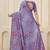 Purple color habotai silk fabric flower digital print with foil print graceful ceremonial saree