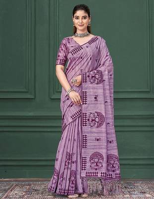 Lovender warli silk blend warli print graceful ceremonial saree 1