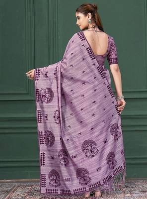 Lovender warli silk blend warli print graceful ceremonial saree 2