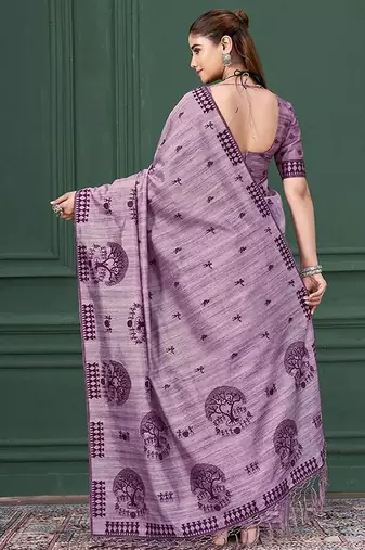 Lovender warli silk blend warli print graceful ceremonial saree