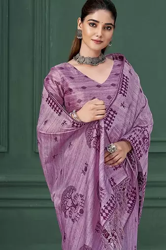 Lovender warli silk blend warli print graceful ceremonial saree