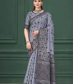 Blue color warli silk fabric warli print graceful ceremonial saree