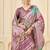 Pink color signora jari checks silk fabric floral digital print with foil print graceful ceremonial saree