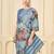 Sky blue color signora jari checks silk fabric floral digital print with foil print graceful ceremonial saree