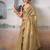 Golden color smart looks tissue silk solid designer saree