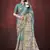 Sky blue smart partywear habotai silk flower print with foil print saree