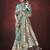Sky blue color smart partywear habotai silk flower print with foil print saree