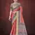 Red color smart partywear habotai silk flower print with foil print saree
