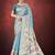 Sea green color smart partywear kantha jari silk traditional print saree