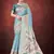 Sea green color smart partywear kantha jari silk traditional print saree