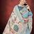 Sea green color smart partywear kantha jari silk traditional print saree