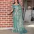sea green color silk blend fabric smart printed saree with woven border