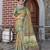 beige color silk blend fabric smart printed saree with woven border