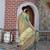 beige color silk blend fabric smart printed saree with woven border