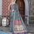 blue color silk blend fabric smart printed saree with woven border