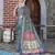 blue silk blend fabric smart printed saree with woven border