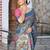 blue color silk blend fabric smart printed saree with woven border
