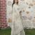 grey color silk blend fabric smart printed saree with woven border