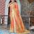 orange color silk blend fabric smart printed saree with woven border