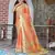 orange silk blend fabric smart printed saree with woven border
