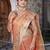 orange color silk blend fabric smart printed saree with woven border
