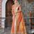 orange color silk blend fabric smart printed saree with woven border