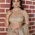 brown color silk blend fabric smart printed saree with woven border