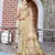 beige color silk blend fabric smart printed saree with woven border