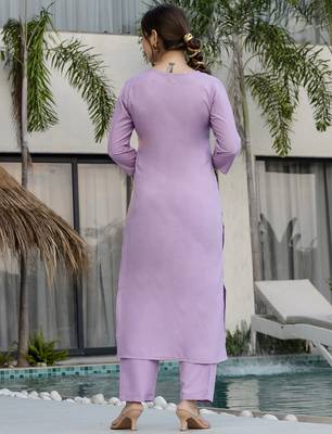 Women Beautiful Thread work Rayon with Straight Kurta Pant and Dupatta Set 4