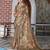 brown color silk blend fabric smart printed saree with woven border