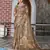 brown color silk blend fabric smart printed saree with woven border