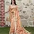 peach color silk blend fabric smart printed saree with woven border