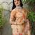 peach color silk blend fabric smart printed saree with woven border