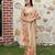 peach color silk blend fabric smart printed saree with woven border