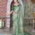 green color silk blend fabric smart printed saree with woven border