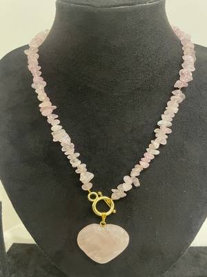 Gold plated pink stone necklace 2