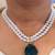 Gold plated green stone pearl necklace