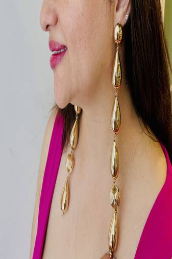 Gold plated dangler earrings